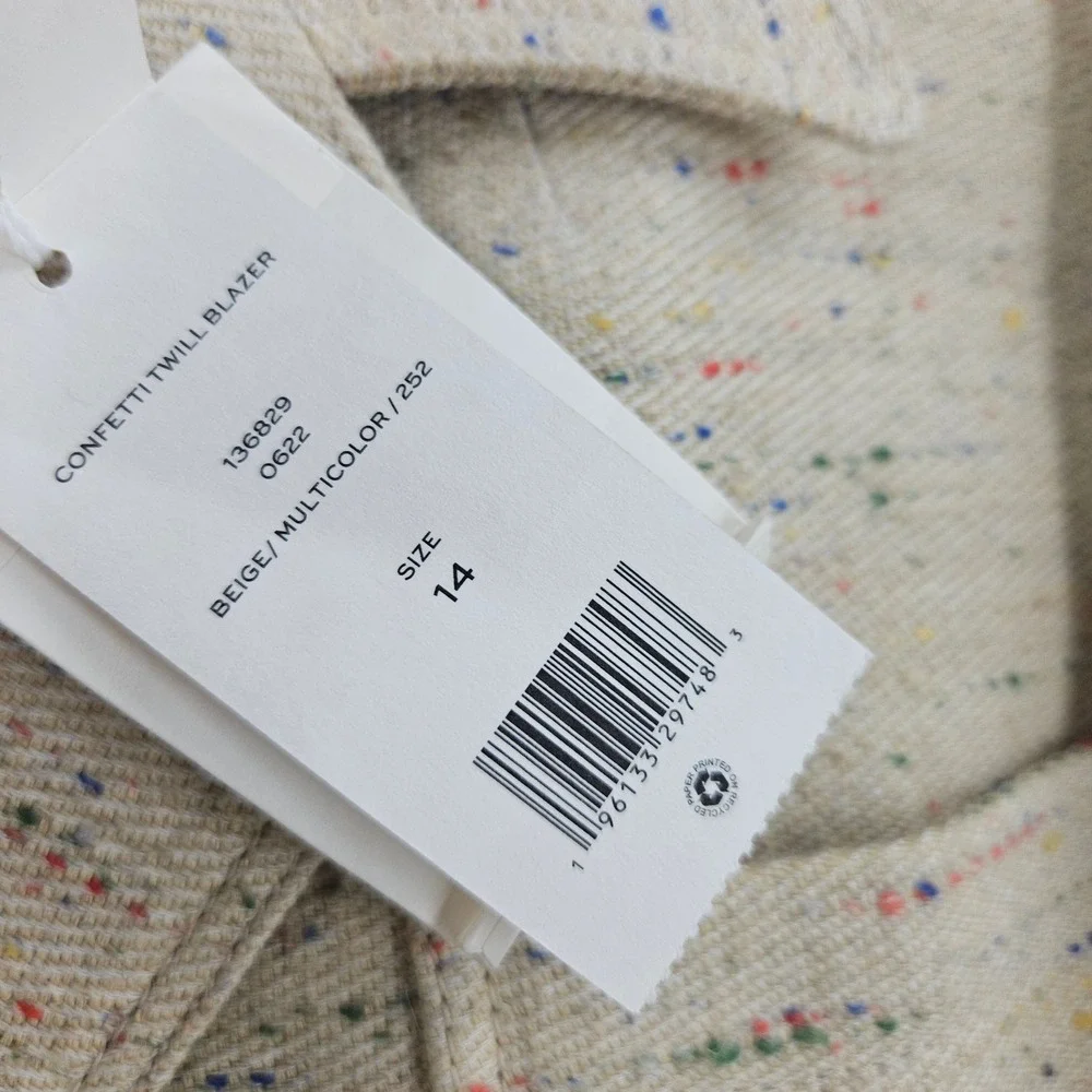 Tory Burch Confetti Twill Tweed Blazer Jacket Beige Double Breasted NWT $998 14